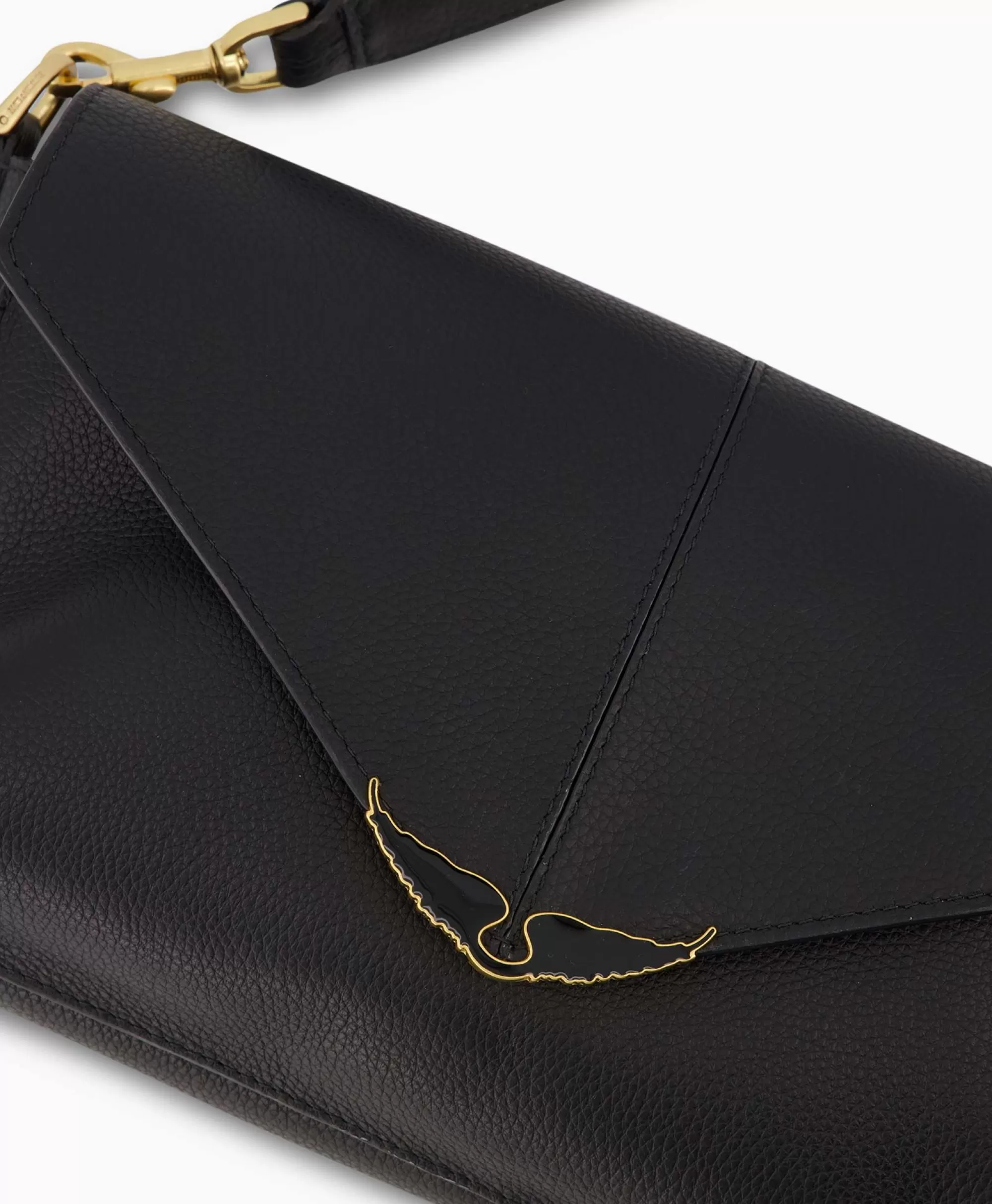 Zadig & Voltaire Borsetta a Tracolla Borderline in Pelle Scamosciata - Nero Opaco, Compagna Perfetta per Ogni Giorno