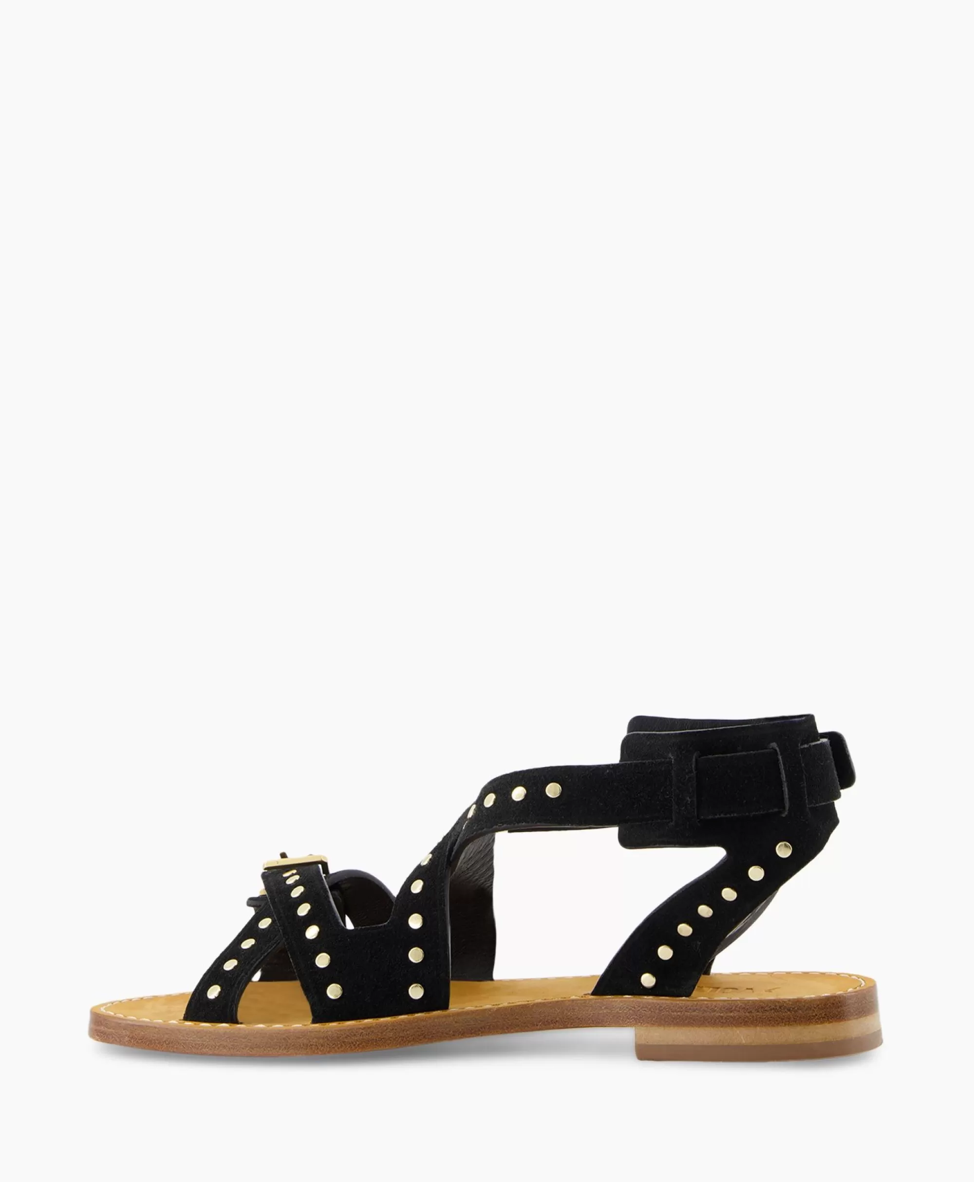Eleganti sandali senza tacco Zadig & Voltaire - Modello Cecilia Caprese in pelle scamosciata nera con dettagli rivettati