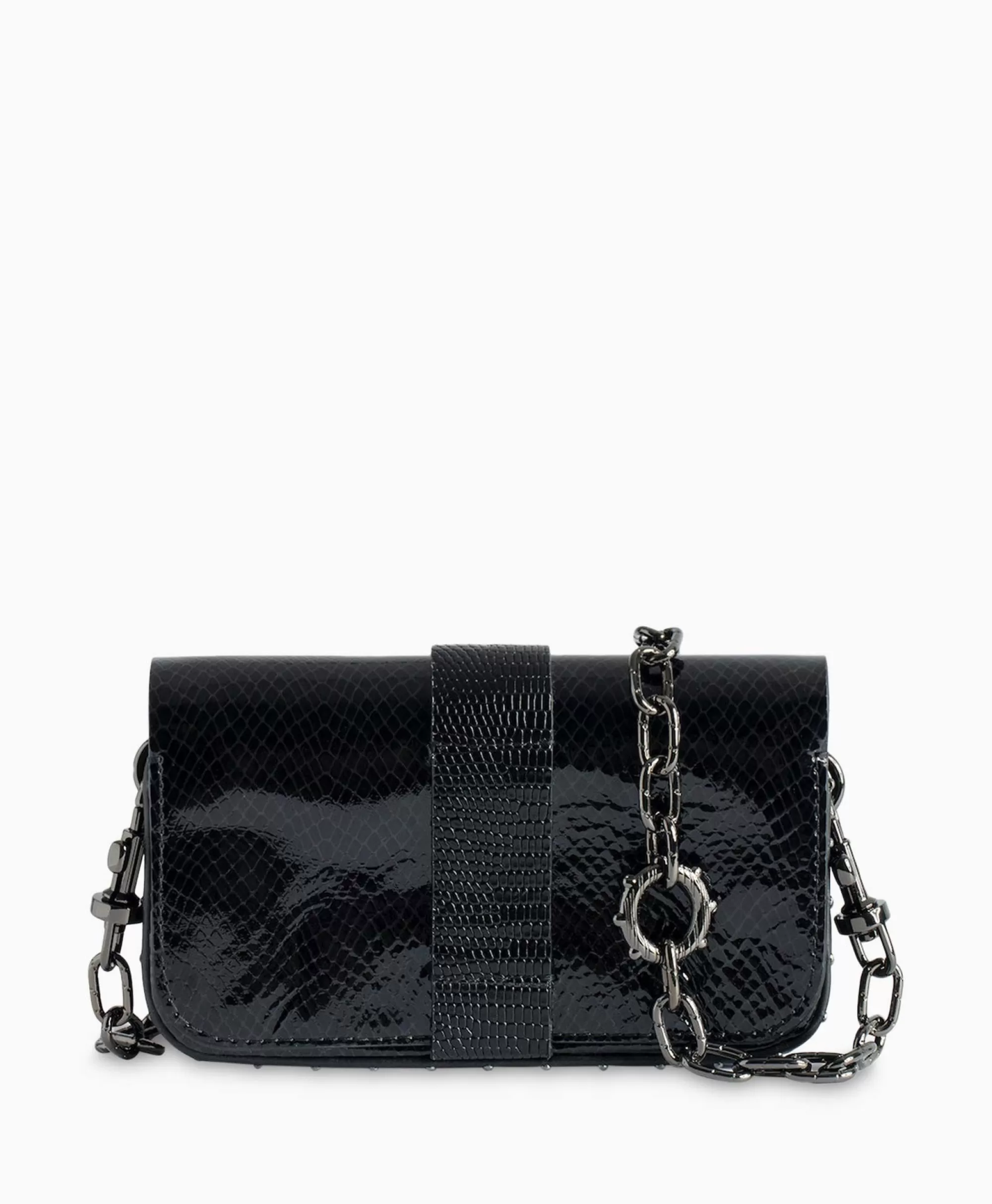 Borsa Zadig & Voltaire Kate Portafoglio - Design Glossy con Motivo Wild in Rilievo, Nero Intenso per Stile Audace