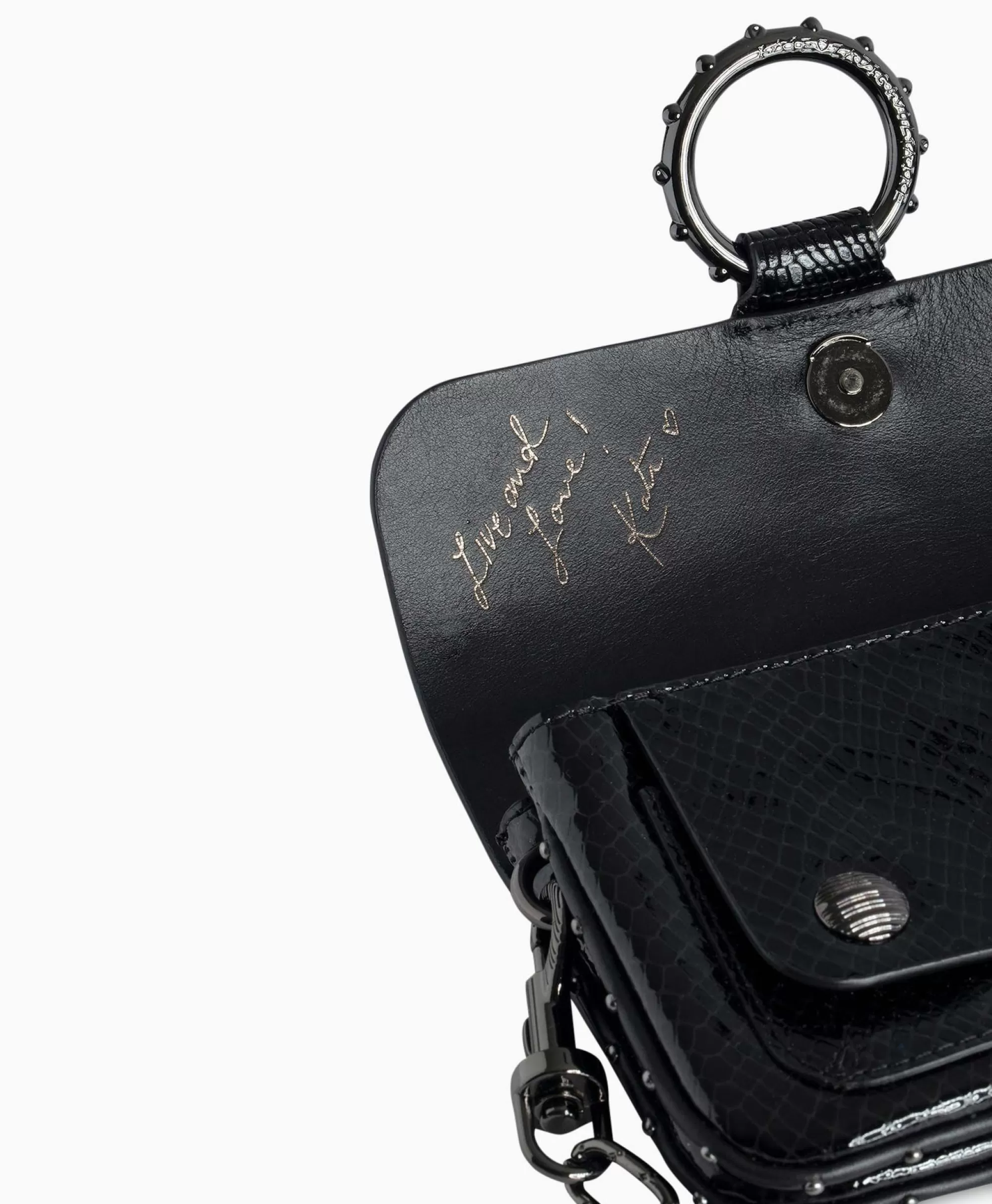 Borsa Zadig & Voltaire Kate Portafoglio - Design Glossy con Motivo Wild in Rilievo, Nero Intenso per Stile Audace