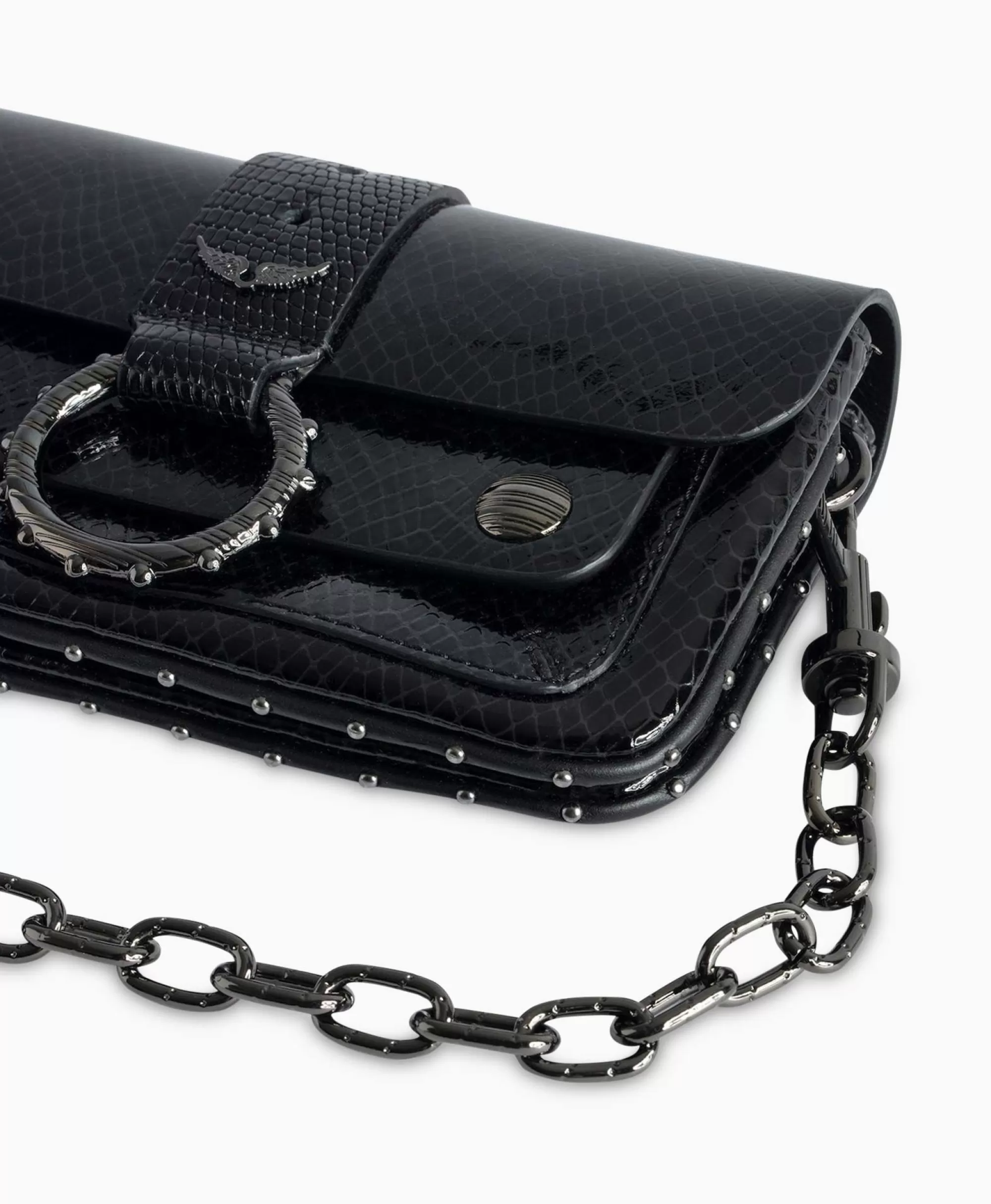 Borsa Zadig & Voltaire Kate Portafoglio - Design Glossy con Motivo Wild in Rilievo, Nero Intenso per Stile Audace